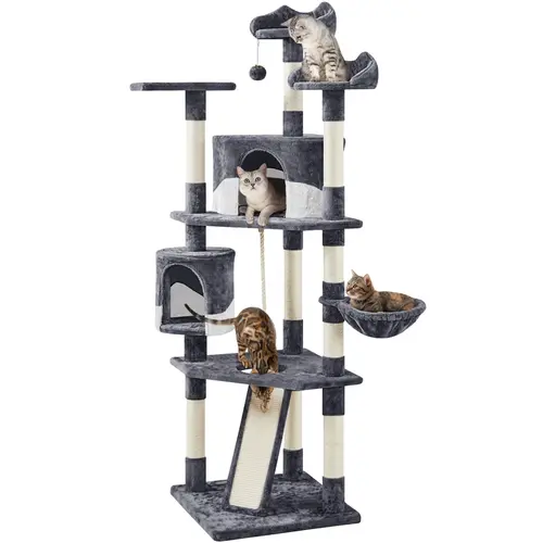 【On sale】Yaheetech 79" Modern Cat Tree with Condos Perches Basket & Sisal-Covered Scratching Posts for Indoor Cats - Home