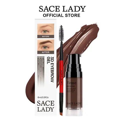 SACE LADY 3D Eyebrow Gel 6ml Lasting 24H Waterproof Smudge-proof Tinted Brow Cream Makeup Kit,back to school