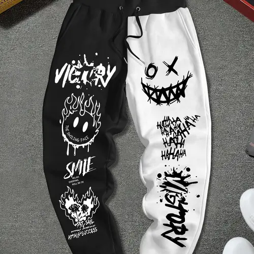 Men's Letter Print Drawstring Sweatpants Drawstring Waist, Regular Fit Casual Comfy Pants for Daily Wear, Men's Casual Streetwear Trousers for All Seasons, Casual Bottoms