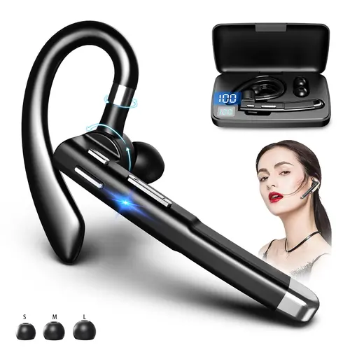 Wireless Bluetooth Earbuds with 500mAh Charging Case, V5.1 Bluetooth Connection, Built-in Microphone, Button-Controlled, Noise Cancelling, Portable Hands-Free Headset for Truckers, Android-Compatible Audio Device #MothersDayGift #GiftsForHer summervibes