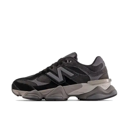 NEW BALANCE 9060 Women's Athletic Fashion Sneakers, Suede & Mesh Cushioned Trainers in Black Grey Castlerock for Daily Wear, Mesh Trainer Shoes, Chunky Fashion Sneakers