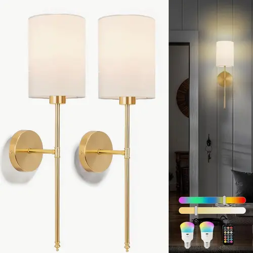 2-Piece Rechargeable Wall Lamp Set, Dimmable, Warm White/Natural White/Daylight/RGB Options, Wireless & Rechargeable, Perfect for Living Room, Bedroom, and Entrance