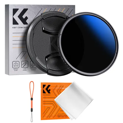 K&F CONCEPT K-Series Adjustable ND Camera Lens Filter (ND2-ND400, 1-9 Stops) with 18 Multi-Coated Optical Glass Layers, Ultra Slim, Includes Kit: Filter Cap + Cleaning Cloth, Accessories, Cnc Grip Rotation