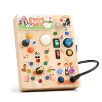 Joyreal Montessori Sensory Busy Board, Square-Shaped Wooden Busy Board with LED Light Up Switches,  Portable Learning Kids Toys,Christmas Gifts Ideas， #SummerVibes