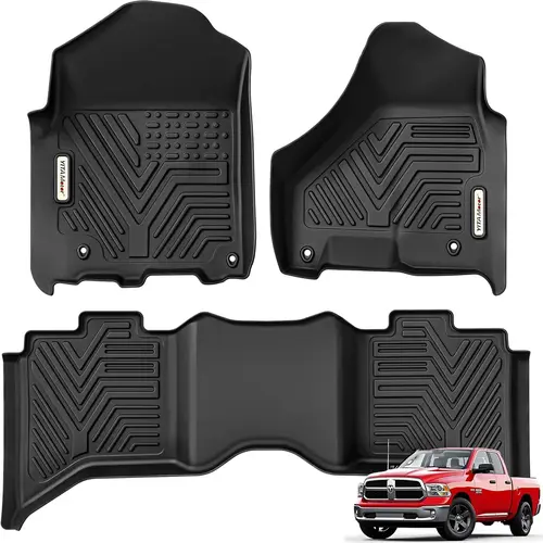 YITAMOTOR Floor Mats Fit for 2012-2018 Dodge Ram 1500 Crew Cab/2019-2023 Ram 1500 Classic Crew Cab 1st & 2nd Row