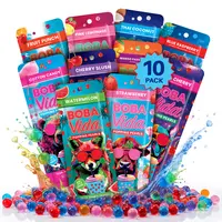 Assorted Popping Boba Pearls 10-Pack of Random Flavors – Ready-to-Eat Fruit Juice Bursting Boba for Bubble Tea, Drinks  & Desserts | Includes 10 Boba Straws
