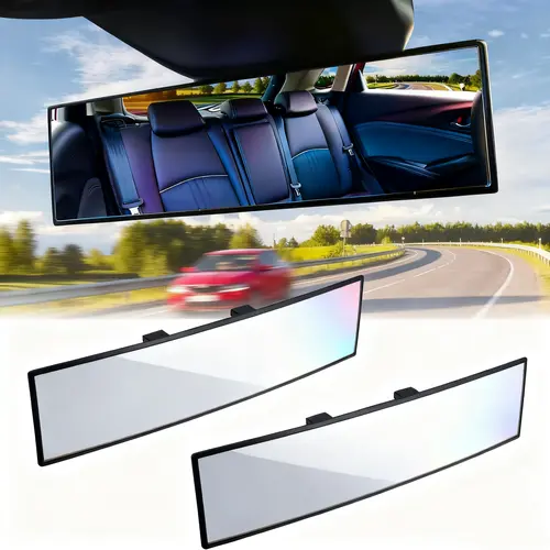 Automotive Rearview Mirror, 11.8x2.76 in Wide-Angle Clip-On Car Exterior Accessory - Reduces Blind Spots, Boosts Awareness for All Models, Truck Accessories