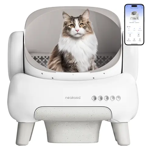 Neakasa M1 Lite Open-Top Self-Cleaning Litterbox, Automatic Cat Litter Box with APP Remote Control, Safety Protection, Quiet Operation, 1 Roll Waste Bag, Compatible with Bentonite Clay