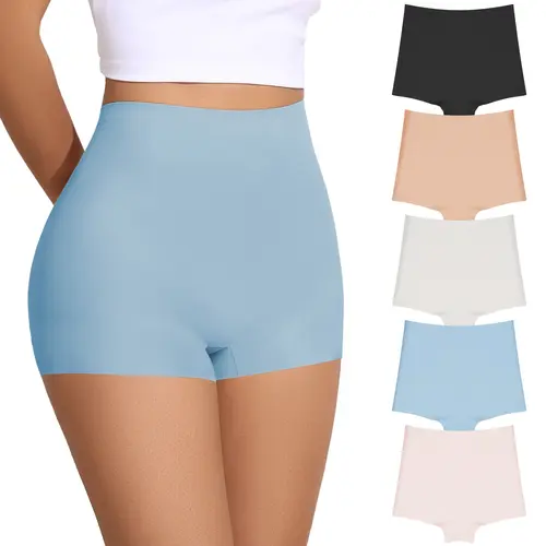 FallSweet Women's Seamless Panties No Show Boy Shorts Underwear Boxer Briefs Pack
