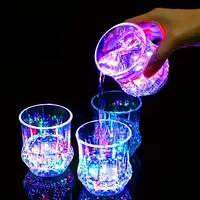 Liquid Activated LED Flash Crystal Drink Set, 2-4-6Pack Multicolor Auto-Light-Up Plastic Tumblers for Bar Party Decor, Festive Holiday Supplies (Plastic Construction)