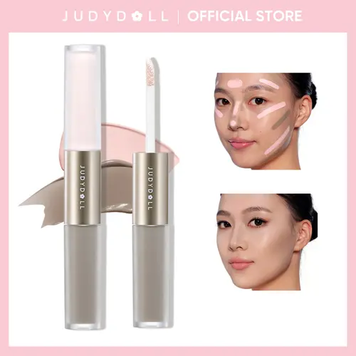 JUDYDOLL Liquid Highlighter & Contour Duo, Liquid Contour & Under Eye Brightening Duo, Bronze, Buildable, Ultra-Blendable, Dual-Ended Highlighter & Contour Liquid, Makeup, Cosmetic, Long-Lasting, Summerwins