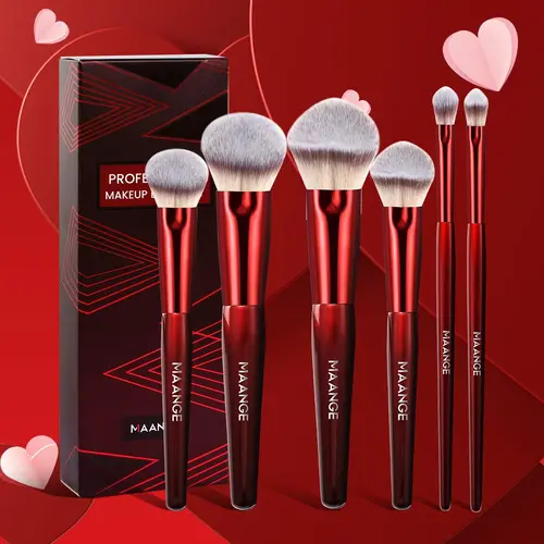6 Counts/set Makeup Brushes, Foundation Blush Powder Eyeshadow Contour Brush, Smudge Brush, Makeup Blending Brush, Glam Makeup Tools with Soft Fiber and Skin Friendly for Easy Carrying, Cosmetics, Face Multifunctional Beauty Travel Brush, Makeup Brush Kit