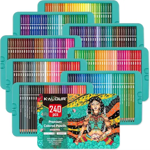 240-Piece Colored Pencil Set, Coloring Set, Artistic Colored Pencils, Art Craft Drawing, Professional Soft-Core Pencils for Drawing, Sketching and Shading, Art Supplies for Adults and Beginners, Art Kit
