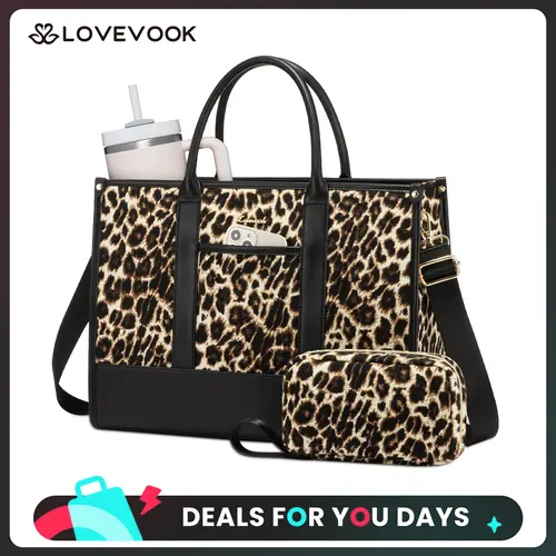 LOVEVOOK Canvas Laptop Tote Bags for Women,15.6 inch and 17.3 inch Large Professional Teacher Work Bag Purse，Lightweight Computer Bag Briefcase Business Office ,TikTokShopBackToSchool