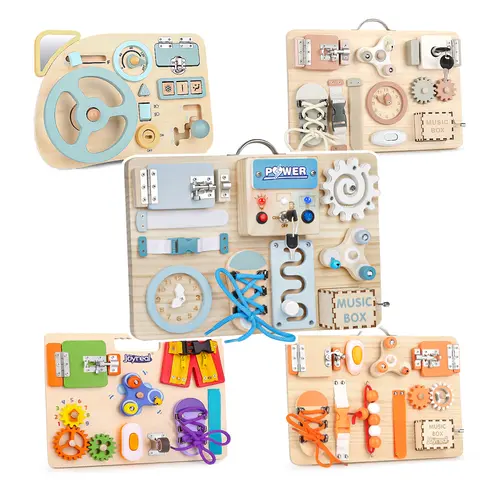 Joyreal Busy Board, Montessori Toy, Wooden Sensory Educational Toy, Hand-eye Coordination & Life Skills  Learning Toy, Christmas Gifts Ideas for 1+ Years Boys