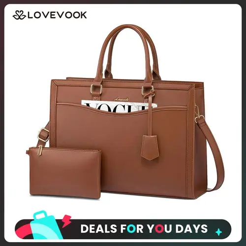 LOVEVOOK Laptop Tote Bag for Women, Office Work Bag Briefcase fit for 15.6 &17.3inch Laptop, Large Capacity Teacher Bag Handbag TikTokShopBackToSchool