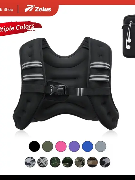 【SummerFinds】ZELUS Weighted Vests,6/8/12/16/20/25/30lb Rucking vest with Detachable Phone Pouch&Reflective Stripes&Adjustable Straps|Exercise Equipment & Workout Enhancer for Motivational Walking,Strength Training,Running #TikTokShopDealsforYouDays