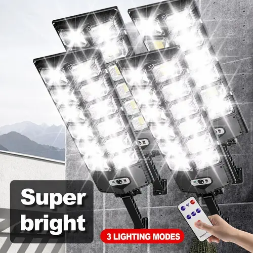 6500K Outdoor Solar Street Light 504 LED Chips Motion Sensor with Remote Control IP65 Waterproof Rating Outdoor Dusk-to-Dawn Street Lighting, Durable Waterproof Light, Multifunctional Lighting, Solar Floodlight