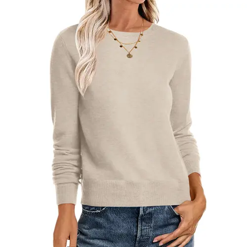 ANRABESS Sweaters for Women Long Sleeve Lightweight Crewneck Soft Basic Knit Loose Fit Pullover Top 2026 Fall Trendy Outfits Casual Knitwear Womenswear Flat