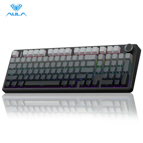 AULA F99 Pro Compact Wireless Mechanical Keyboard, Hot Swappable with Knob, Tri-Mode BT5.0/USB-C/2.4GHz, Pre-Lubed Switches, Gasket Structure, RGB LED Backlit Lighted Gaming Keyboard (Side Printed Black Creamy) PC Accessory, TikTokShopfalldealsforyou, Led