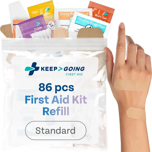 85-Piece Adult Wound Closure First Aid Kit Refill - Lightweight Chemical-Free Compact Bag, Hydrocortisone Cream, Antiseptics, Outdoor Emergency Backup, Safety Emergency Kit, Travel Friendly Healthcare Supplies