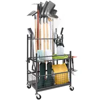 【toolupgrade】VEVOR Garden Tool Organizer 16 Slots with HooksYard Tool Tower Rack with Wheels for Garage Organization and StorageHold Long-Handled Tool/Rake/BroomMetal Tool Stand Holder for ShedOutdoor Adjustable Fitting, Lockable Tool Storage, Long Handle