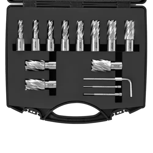 【Summerfinds】VEVOR 13-Piece Annular Cutter SetWeldon Shank Mag Drill Bits (7/16"-1-1/16" Cutting Diameter1" Cutting Depth)M2AL HSS2 Pilot PinsHex WrenchPortable CasePower Tool Tool Accessories for Magnetic Drills,father'sdaygifts