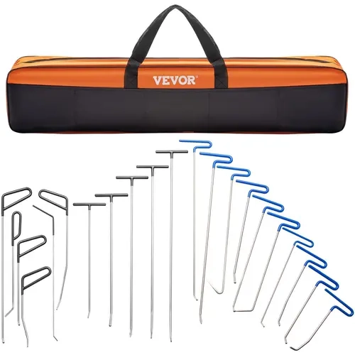 【toolupgrade】VEVOR 21-Piece Durable Stainless Steel Rod Set, Car Dent Remover Car Repair Tools with Reflective Detection, Deep Reach, Door Ding Fixing (For Vehicles, Effortless Repair Compatible with Washers/Refrigerators)