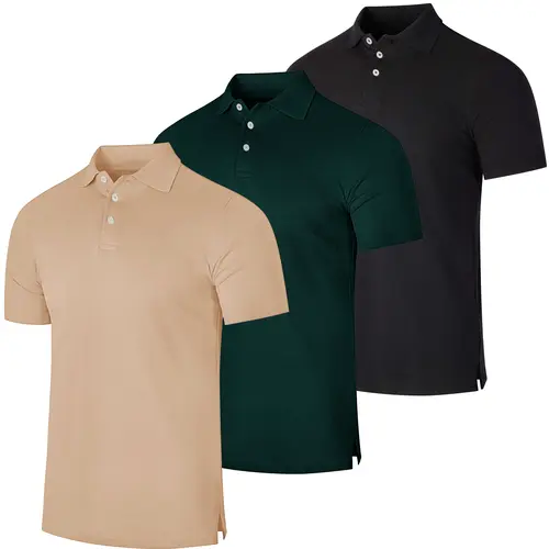 3 & 4 Pack: Men's Cotton Pique Short Sleeve Polo Shirt - Performance Polo (Available In Big & Tall)