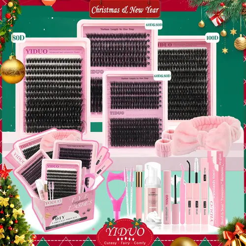Mixed Length Individual False Eyelashes Kit, Eyelashes Set, DIY Eyelash Extensions, Natural-Looking Eyelash Extensions with Accessories, Self-Grafting Curling Lashes for Women, Cosmetic False Lashes, Makeup Products