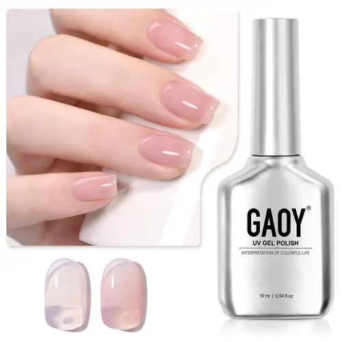 GAOY Ocean Song UV Gel Nail Polish, 16ml Jelly Nude Pink Translucent Soak Off Gel Polish, UV Light Cure for Nail Art DIY