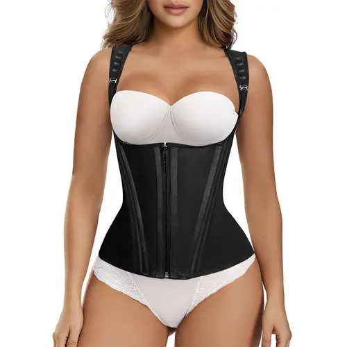 SHAPERX Women's Curve Defining Hourglass Shaper Tummy Control Shapewear Top Zipper and Closures Body Hugging Abdomen Smoothing Bodysuit