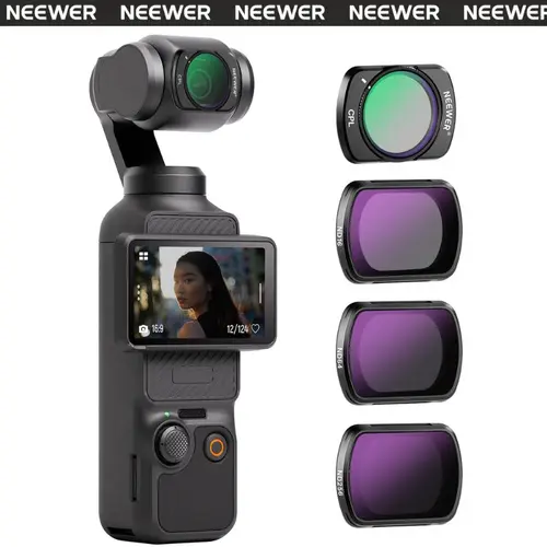 NEEWER FL-P5 4-Pack Magnetic ND & CPL Filter Kit for DJI Osmo Pocket 3/4, Lightweight Camera Accessories for Outdoor Shooting, Vlogging Equipment (Xtra Muse)