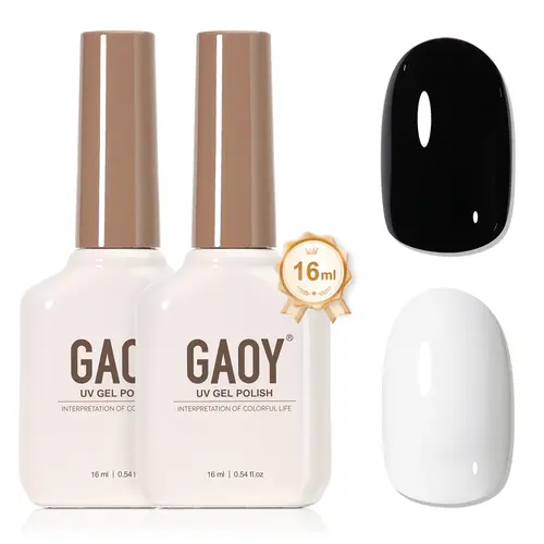 GAOY Gel Nail Polish, 16ml Soak Off UV Gel Polish Highly Saturated for Nail Art DIY Manicure at Home, black, white