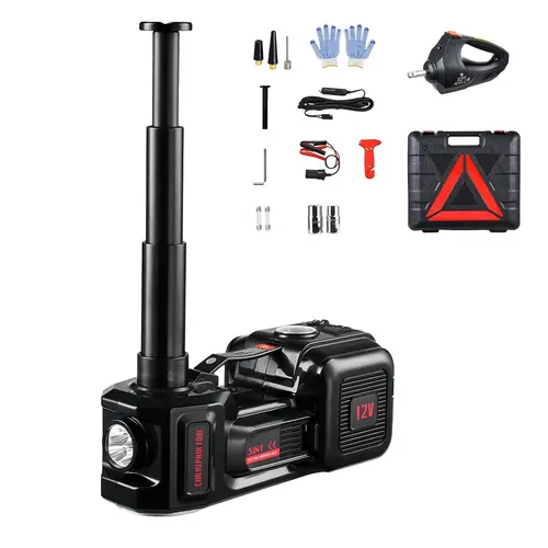 【Summerfinds】VEVOR Upgaded Electric Car Jack with Extension RodMax. Height 20.9 inch5 Tons /11000 lbsElectric Scissor Jack with Built-in Inflator12V Tire Change Replacement with Electric Impact Wrench & LED LightPortable Jack kit for SedanSUVTruck, Wheel