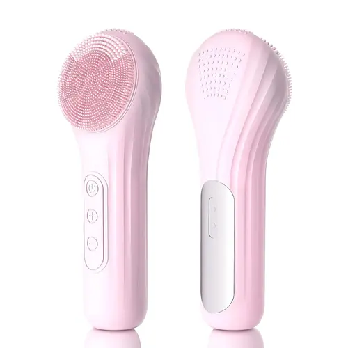 Facial Cleansing Brush, Heatable Vibrating Face Scrubber with Massage, Silicone Face Scrubber for Women & Men, Electric Facial Cleanser for Deep Cleansing, Gentle Exfoliating