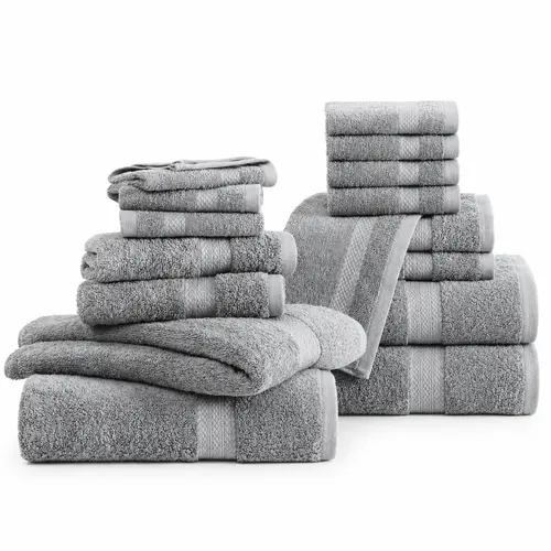 LANE LINEN 16 Piece Bath Towels - 100% Cotton Towels for Bathroom, Premium Quality Hotel Towels, Highly Soft & Absorbent Bathroom Towel Set, 4 Bath Towels, 4 Hand Towels, 8 Wash Cloths, Gift, Shower