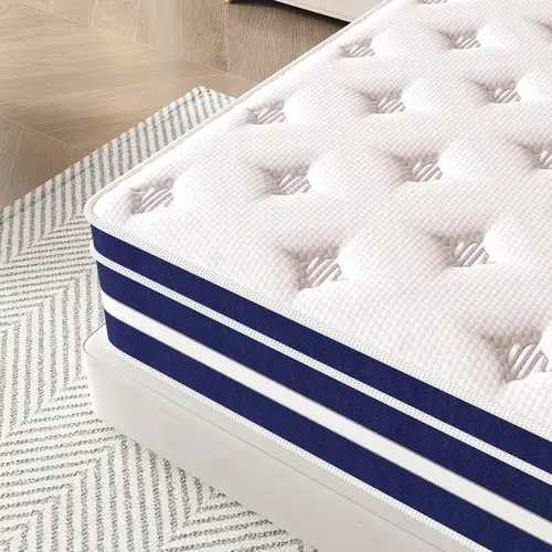 Fvbeaya 14 Inch Queen Size Independent Spring Hybrid Mattress - Boxed, Medium Comfort, CertiPUR-US Certified, High-Quality Innerspring, No Fiberglass, Gel Memory Foam Infused, Cooling, Durable Breathability, Even Weight Distribution
