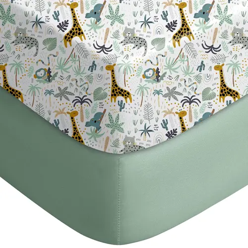 Yoofoss Fitted Crib Sheets 2-Pack - Super Soft Microfiber, Secure Hold for Standard Crib & Toddler Mattresses, for Newborns, Ideal for Animals/Plants Themed Nursery Decor, Fitted Sheets