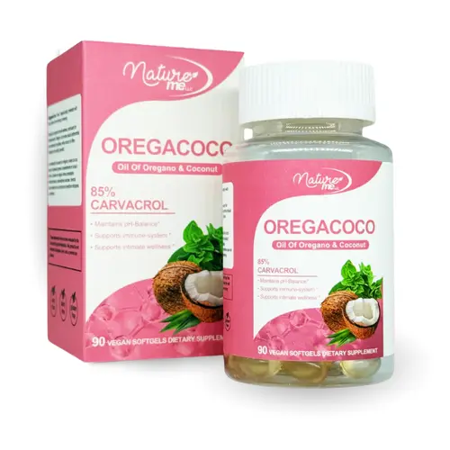 OregaCoco Naturally Derived Dietary Supplement - Oil of Oregano & Coconut Oil Vegan Softgels, Antimicrobial Support, Gluten-Free, Dairy-Free, Gut Balance Aid, Bloat Relief
