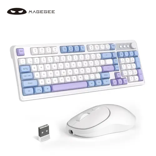 MageGee Wireless Gaming Keyboard and Mouse Combo V560, RGB Backlit Rechargeable Mechanical Feel Keyboard 2.4GHz Quiet Blue White Purple Keyboard Mouse for Mac Laptop PC Gamer,back to school,back to school haul