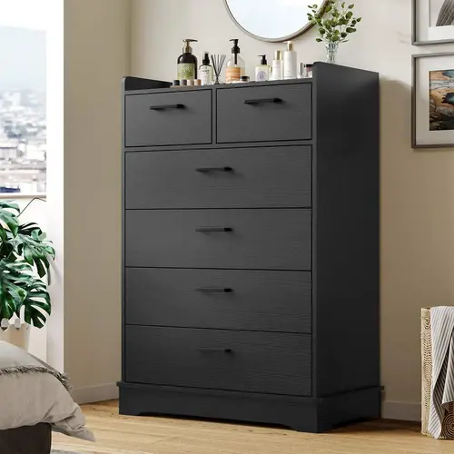 SIKAIC 6-Drawer Wooden Vertical Storage Chest, Modern Storage Cupboard, Large-Capacity Bedroom Organization Furniture with Aesthetic Design, 6-Drawer Storage,dorm essentials,home decor