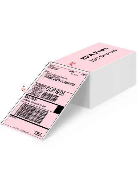 Jadens 4-Inch Foldable Thermal Sticker Labels, 4"x6" Waterproof, Anti-Friction, BPA-Free Printing Paper for PD-A4 Printer, 250 Sheets, Stickers