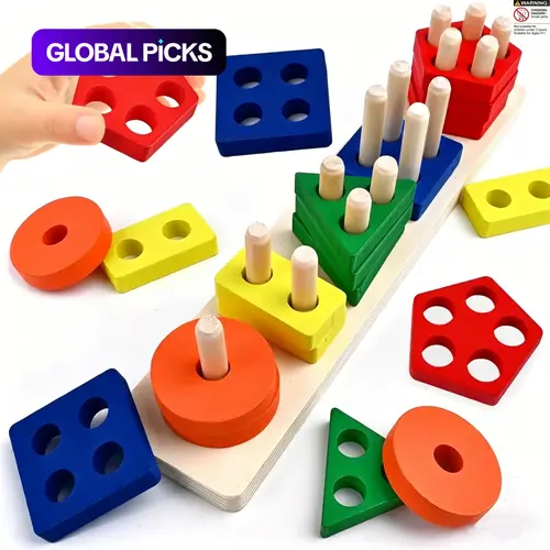 Montessori Wooden Sensory Shape Sorter and Learning Puzzle Toy for Kids #GLOBAL PICKS
