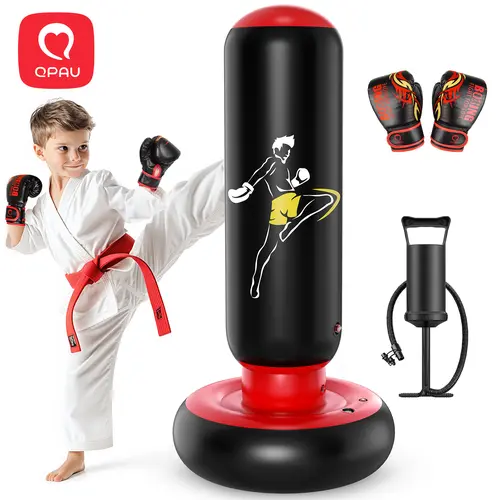 QPAU 66 Inch Inflatable Kids Punching Bag Toy with Boxing Gloves for Ages 6-12 Boys & Girls Ideal for Karate Taekwondo MMA Exercise Strengthening Fun Family Time - Energy, tiktokshopbacktoschool, Halloween