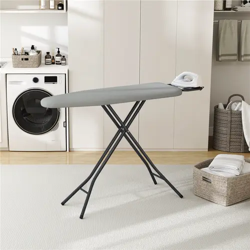 Yaheetech Foldable Height-Adjustable Collapsible Portable Ironing Board, Heavy-Duty with 9 Heights, 4-Layer Cover, Safety Rest, 52x14in Compact Space-Saver for Home Laundry Room Use, Height-Adjustable Collapsible Iron Board, Accessories
