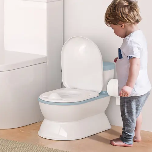 BabyBond Real Flip Top Lid Plastic Potty Training Seat - Toilet Seat for Toddler, Easy to Clean, Wipes Storage, Flushing Sounds, Toilet Paper Holder, 6 lbs, Holds Up to 40 lbs Fun Potty Chair