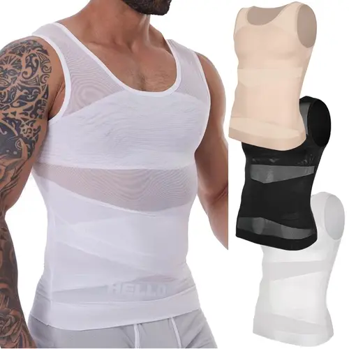 Men's Soft Snug-Fit Shape Wear Tank Tops, 1/2/3/4 Pack Stretchy Breathable Sports Undershirts, Gym Athletic Casual Athleisure Body Shaper Vest (Note: Order One Size Up)