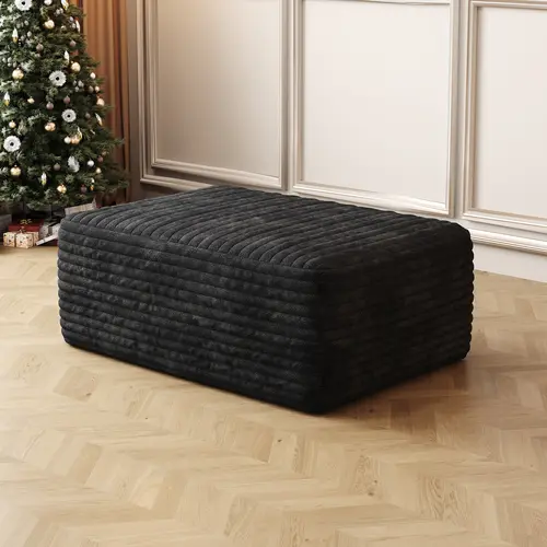 【New Year Sales】 Niccae Ottoman sofa Compressed Sectional Sofa Modern Minimalist Style Corduroy Couch, Sleeper Sofa for Living Room, Bedroom, Comfy Compressed Sofa Couch Space-Efficient Design-black Footstool With Storage