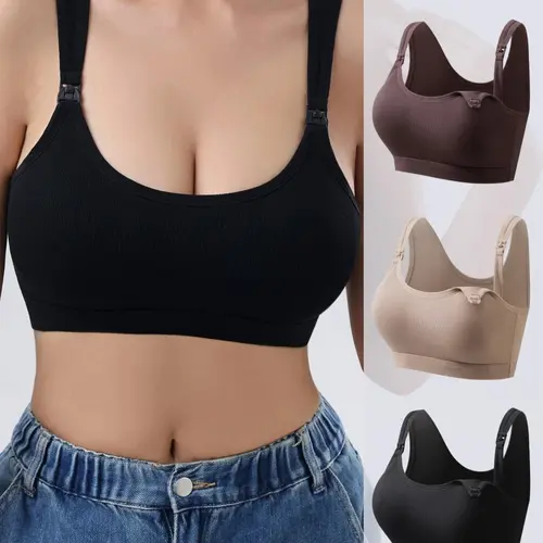 3pcs/5pcs Pregnant Nursing Tank Top, Maternity Clothes, Pregnancy Underwear, Detachable Pads, Soft Support, Breathable Comfort, Women's Maternity Underwear Nursing Backless Bra